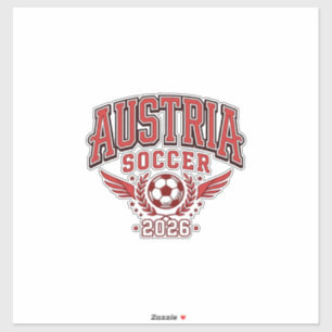 Oostenrijk Voetbal 2026 Voetbal Vet Land Typografi Sticker