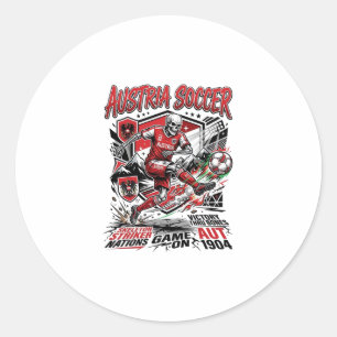 Oostenrijk Voetbal Skelet Aanvaller Naties Poster Ronde Sticker