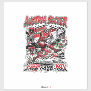Oostenrijk Voetbal Skelet Aanvaller Naties Poster Sticker