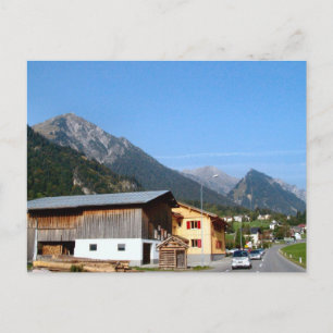 Oostenrijk, Zillertal Woodmill en bergen Briefkaart