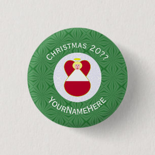 Oostenrijkse engel kerst vlag gepersonaliseerd  ronde button 3,2 cm