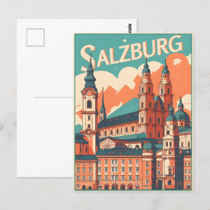 Oostenrijkse hoofdstad Salzburg skyline Briefkaart