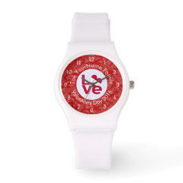 Oostenrijkse rode letter LOVE Flag gepersonaliseer Horloge