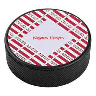 Oostenrijkse vlag betegeld rood gepersonaliseerd hockey puck