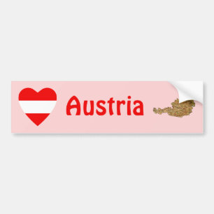Oostenrijkse Vlag Hart + Landkaart Bumpersticker