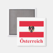 Oostenrijkse vlag met Duitse naam Magneet (Voorkant / Achterkant)