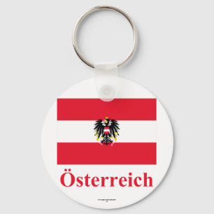 Oostenrijkse vlag met naam in het Duits Sleutelhanger