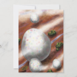 oostereieren die boven het landschap en de rivier feestdagenkaart