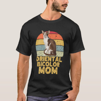 Oosters Bicolor Kat Moeder Retro Grappig Voor C T-shirt