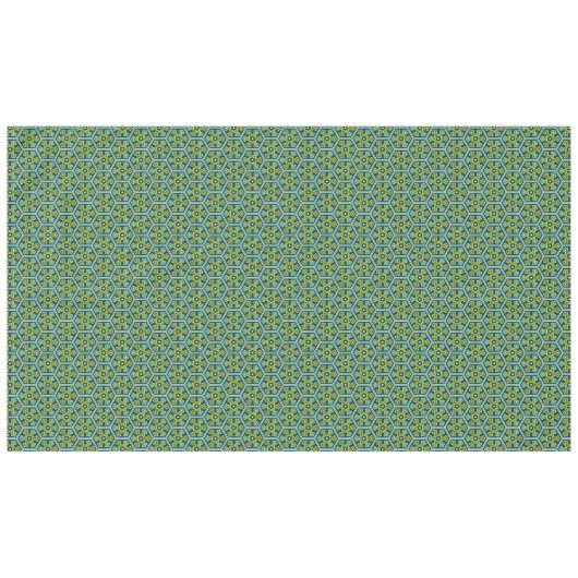 Oosters Blauw Geel Groen Ottomaans Turks Hexagon Tafelkleed (Voorkant (Horizontaal))