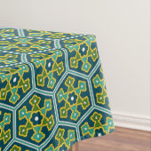 Oosters Blauw Geel Groen Ottomaans Turks Hexagon Tafelkleed (Voorbeeld)