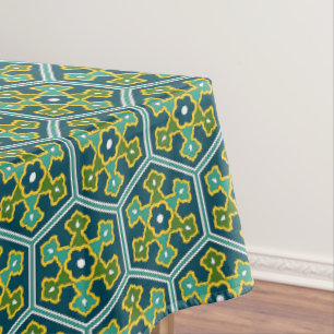 Oosters Blauw Geel Groen Ottomaans Turks Hexagon Tafelkleed