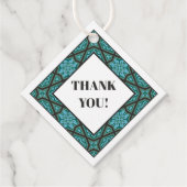 Oosters blauw grijs Arabisch Egypte geometrisch pa Bedankjes Labels (Voorkant)