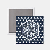 Oosters Blauw Ottomaans Turks Tracery Vector Kunst Magneet (Voorkant / Achterkant)