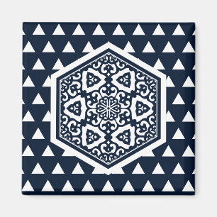 Oosters Blauw Ottomaans Turks Tracery Vector Kunst Magneet