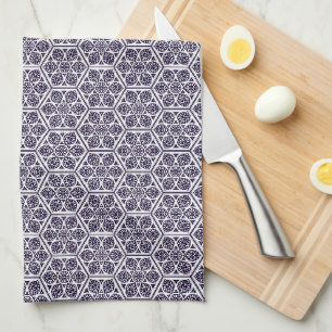 Oosters Blauw Wit Turks Rozet Geometrisch Kunst Theedoek