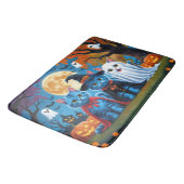 Oosters Blauwe Katten Pompoen Halloween Grappig Badmat (Gekanteld)