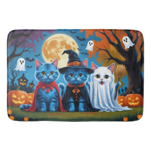 Oosters Blauwe Katten Pompoen Halloween Grappig Badmat