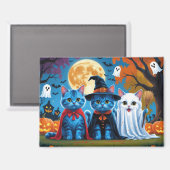 Oosters Blauwe Katten Pompoen Halloween Grappig Magneet (Voorkant / Achterkant)