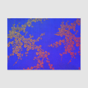 Oosters bloemig Japans kersenbloesem blauw roze Tissuepapier