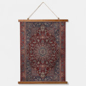 Oosters Diep Bloed Rood Bloemen Perzisch Tabriz Ta Hangend Wandkleed (Voorkant)