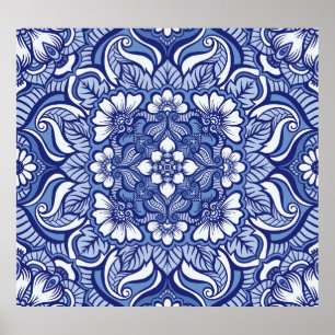 Oosters Etnaadloos Henna Patroon Poster