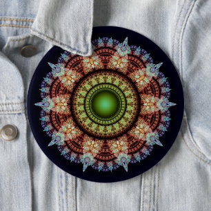 Oosters fraktaal prachtig ornament ronde button 6,0 cm