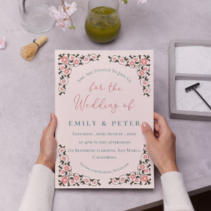 Oosters geïnspireerd Lijst Bloemengrens Bruiloft Kaart