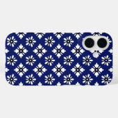 Oosters Indigo Wit Katazome Bloemen Patroon Case-Mate iPhone Case (Achterkant (horizontaal))