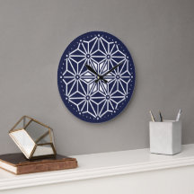 Oosters Marine Blauw Wit Asanoha Japan Patroon