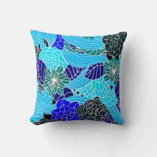 Oosters patroon kussen in blauw
