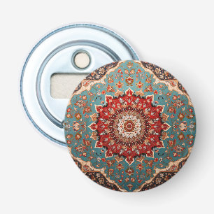 Oosters Perzisch Patroon Rood Cream Blauw Button Flesopener