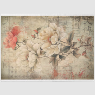 Oosters Pioen Bloemen, Chinoiserie Art Tissuepapier