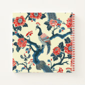 Oosters Rood & Blauw Bloemen Pauw Notitieboek (Achterkant)