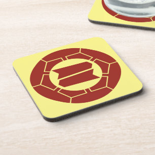 Oosters Rood Geel Japan Hattori Kamon Art Bier Onderzetter