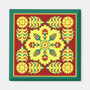 Oosters rood geel Ottomaans Turks tulpenpatroon Magneet
