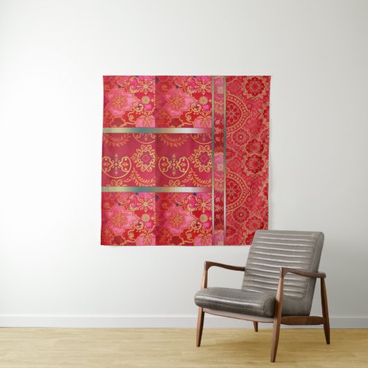 OOSTERS Rood Gouden Patroon - Tapestry Wandkleed (In Situ (horizontaal))
