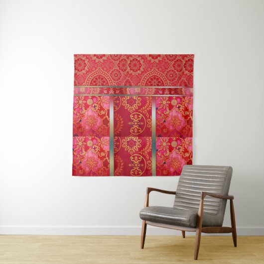 OOSTERS Rood Gouden Patroon - Tapestry Wandkleed (In situ)