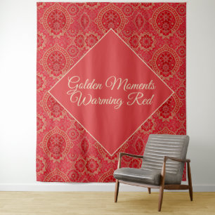 OOSTERS Rood Gouden Patroon - Tapestry Wandkleed