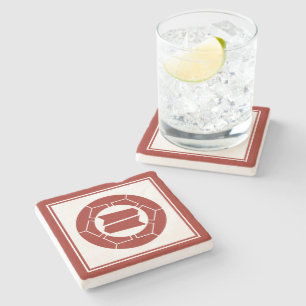 Oosters Rood Japan Hattori Kamon Vector Art Stenen Onderzetter