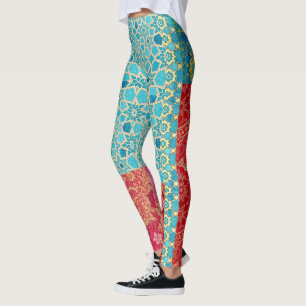 OOSTERS rood turquoise patroon - Leggings