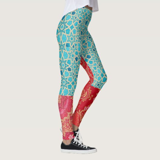 OOSTERS rood turquoise patroon - Leggings (Rechts)