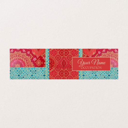 OOSTERS rood turquoise patroon - Visitekaartje (Buitenkant ongevouwen)