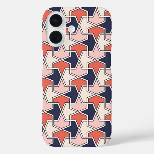 Oosters Rood Wit Blauw Geometrisch Pijlpatroon Case-Mate iPhone Case (Achterkant)