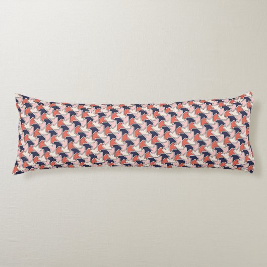 Oosters Rood Wit Blauw Geometrisch Pijlpatroon Lichaamskussen (Voorkant)