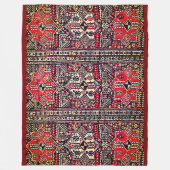 Oosters rood-wit geometrisch stampatroon fleece deken (Voorkant)