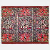 Oosters rood-wit geometrisch stampatroon fleece deken (Voorkant (Horizontaal))