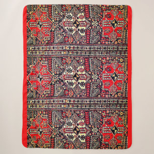 Oosters rood-wit geometrisch stampatroon sherpa deken