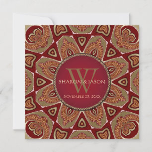 Oosters Tribal Batik Rood Goud Huwelijk Kaart