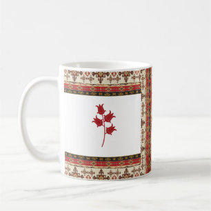 Oosters Turkse stijl Rood En Bruin Met Tulpen Koffiemok